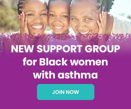 An older woman is with her daughter and granddaughter with the text new support group for black women with asthma