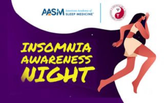 An advertisement for the AASM's 10th annual Insomnia Awareness Night.