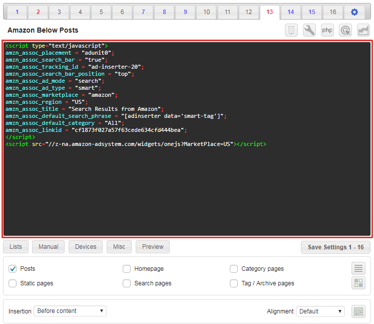 ad inserter code window