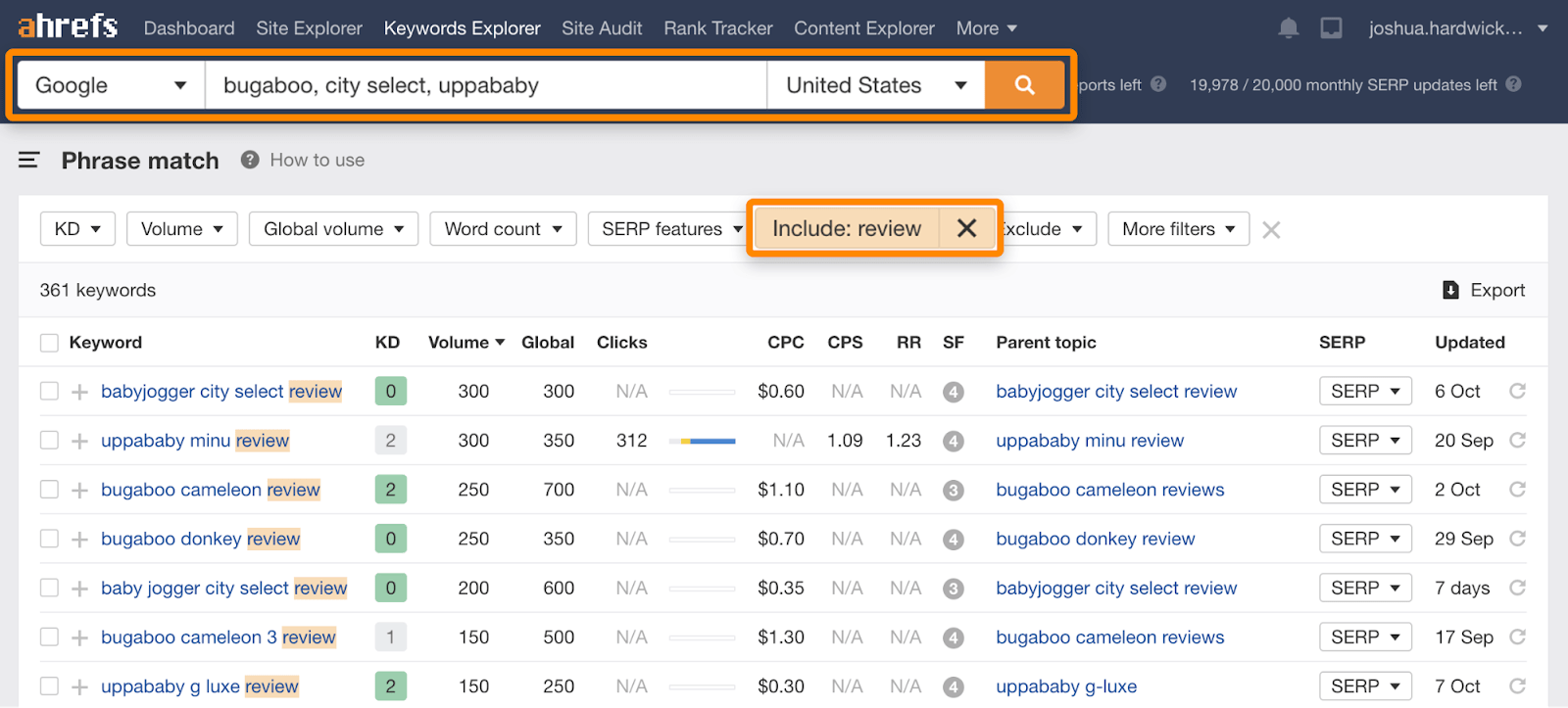 8 review keywords