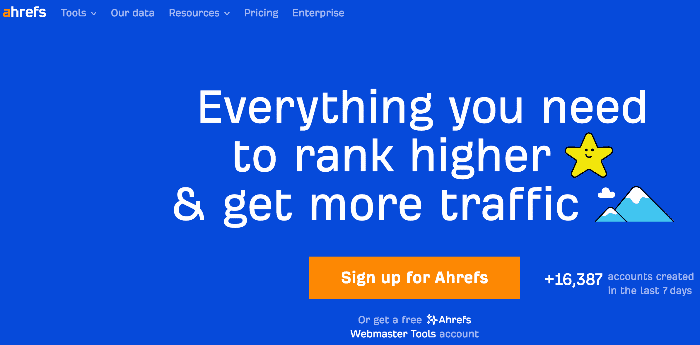 Ahrefs homepage