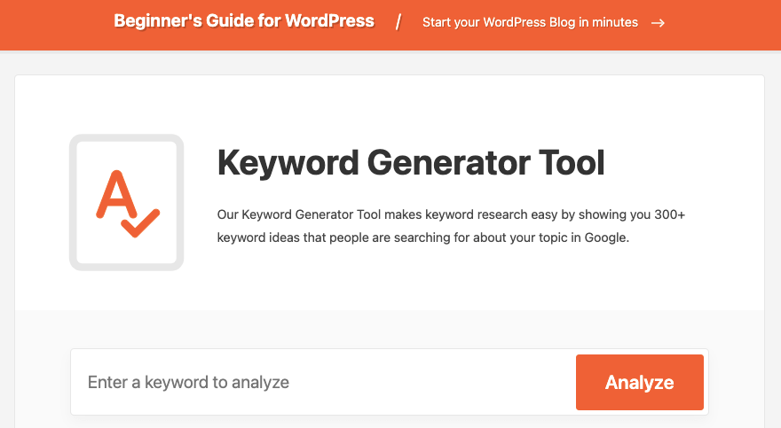 WPBeginner's Keyword Generator.