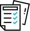 Icon representing completing tasks with a checked-off to-do list.