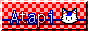 a red-and-pink checkerboard button with the text 'Atapi' on it. there is also an icon of a little cat fursona.