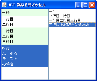 Swing/DifferentCellHeight screenshot