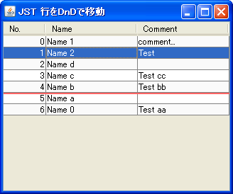 Swing/DnDTable screenshot