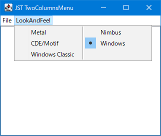 Swing/TwoColumnsMenu screenshot