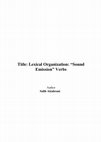 Research paper thumbnail of Lexical Organization: "Sound Emission" Verbs