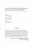 Research paper thumbnail of Low-Income, Single-Parent Francophone Mothers and the Educational Achievement of Their Children