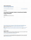 Research paper thumbnail of Accounting for Geographic Variation in Social Security Disability Program Participation