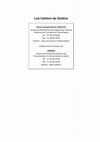 Research paper thumbnail of Les Cahiers du Gratice Revue semestrielle du GRATICE Les Cahiers du Gratice n°15 Secrétariat de rédaction Pour ce numéro spécial : Comité de lecture Pascale Breuil-Genier, Direction de la Sécurité Sociale