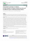 Research paper thumbnail of Antioxidant activities in relation to the transport of heavy metals from the soil to different parts of Betula pendula (Roth.)