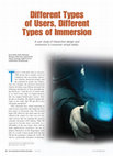 Research paper thumbnail of Different Types of Users, Different Types of Immersion A user study of interaction design and immersion in consumer virtual reality