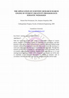 Research paper thumbnail of THE APPLICATION OF SCIENTIFIC RESEARCH SEARCH ENGINE OF STUDENT CREATIVITY PROGRAM (SCP) SEMANTIC WEB-BASED