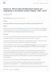 Research paper thumbnail of Review of: "Winner-takes-all Majoritarian System and Irregularities in Six Election Cycles in Nigeria, 1999 – 2019