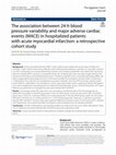 Research paper thumbnail of The association between 24-h blood pressure variability and major adverse cardiac events (MACE) in hospitalized patients with acute myocardial infarction: a retrospective cohort study