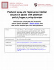 Research paper thumbnail of Postural sway and regional cerebellar volume in adults with attention-deficit/hyperactivity disorder