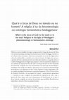 Research paper thumbnail of Qual é o lócus de Deus: no túmulo ou no homem? A religião à luz da fenomenologia ou ontologia hermenêutica heideggeriana