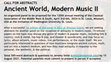 Research paper thumbnail of CALL FOR ABSTRACTS: Ancient World, Modern Music II at CAMWS 2024