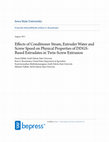 Research paper thumbnail of Effects of Conditioner Steam, Extruder Water and Screw Speed on Physical Properties of DDGS-Based Extrudates in Twin-Screw Extrusion