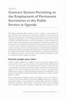 Research paper thumbnail of Contract System Pertaining to the Employment of Permanent Secretaries in the Public Service in Uganda