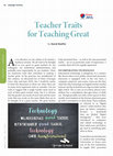 Research paper thumbnail of Teacher Traits for Teaching Great