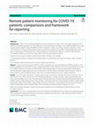 Research paper thumbnail of Remote patient monitoring for COVID-19 patients: comparisons and framework for reporting