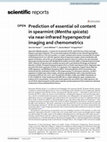 Research paper thumbnail of Prediction of essential oil content in spearmint (Mentha spicata) via near-infrared hyperspectral imaging and chemometrics