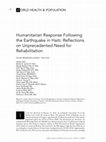 Research paper thumbnail of Humanitarian response following the earthquake in Haiti: reflections on unprecedented need for rehabilitation