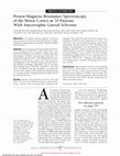 Research paper thumbnail of Proton Magnetic Resonance Spectroscopy of the Motor Cortex in 70 Patients With Amyotrophic Lateral Sclerosis