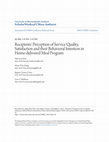 Research paper thumbnail of Recipients' Perception of Service Quality, Satisfaction and their Behavioral Intention in Home-delivered Meal Program