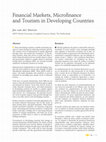 Research paper thumbnail of Financial markets, microfinance and tourism in developing countries