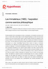 Research paper thumbnail of Les Immatériaux (1985) : l'exposition comme exercice philosophique