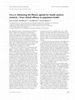 Research paper thumbnail of Editorial: Advancing the Mexico agenda for health systems research – from clinical efficacy to population health