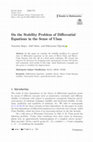 Research paper thumbnail of On the Stability Problem of Differential Equations in the Sense of Ulam