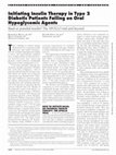 Research paper thumbnail of Initiating Insulin Therapy in Type 2 Diabetic Patients Failing on Oral Hypoglycemic Agents