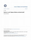 Research paper thumbnail of Reaction to Judd: "Religious Affiliation and Mental Health