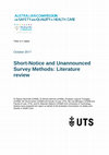 Research paper thumbnail of Short-notice and unannounced survey methods: Literature review