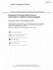 Research paper thumbnail of Readability of hearing-related internet information in traditional Chinese language