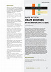 Research paper thumbnail of Book Review: Craft Sciences by Tina Westerlund et al (eds)