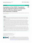 Research paper thumbnail of Associations of the COVID-19 pandemic with the reported incidence of important endemic infectious disease agents and syndromes in Pakistan