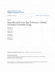 Research paper thumbnail of More Blessed to Give than to Receive: A Model of Lifetime Charitable Giving