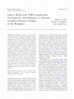 Research paper thumbnail of Faith at Work Scale (FWS): Justification, Development, and Validation of a Measure of Judaeo-Christian Religion in the Workplace