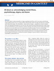 Research paper thumbnail of All about us: acknowledging mental illness, psychotherapy, stigma, and shame