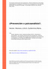 Research paper thumbnail of Prevención O Psicoanálisis