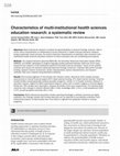 Research paper thumbnail of Characteristics of multi-institutional health sciences education research: a systematic review