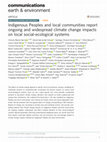 Research paper thumbnail of Indigenous Peoples and local communities report ongoing and widespread climate change impacts on local social-ecological systems