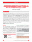 Research paper thumbnail of Comparison of intravenous infusion of tramadol alone with combination of tramadol and paracetamol for postoperative pain after major abdominal surgery in children