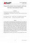 Research paper thumbnail of Financial Development, Income Inequality and Poverty Alleviation: Some Empirical Evidence