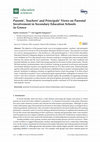 Research paper thumbnail of Parents’, Teachers’ and Principals’ Views on Parental Involvement in Secondary Education Schools in Greece